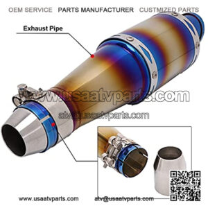 51mm exhaust Slip On Exhaust Motorcycle Exhaust Tip,51MM Universal Exhaust Pipe MufflerSlip On For Dirt Bike Street Bike Scooter ATV Quad and Any Other Bike with Inlet Diameter 51MM