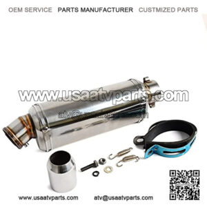Universal Stainless Steel 38-51MM Exhaust Pipe Slip-On with Removable DB Killer Compatible with Scooter Motor Dirt Bike Street Bike ATV Quad