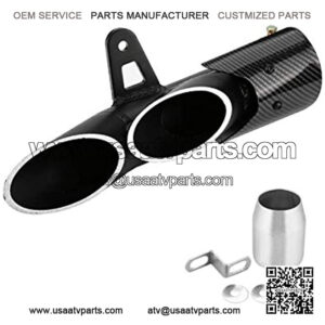 38-51mm Universal Black Motorcycle Dual-outlet Exhaust Pipe Fit for Dirt Bike, Street Bike, Scooter, ATV, Quad