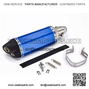 1.5-2" Universal Blue Motorcycle Scooters Dual Holes Inlet Exhaust Pipe with Removable DB Killer Fit for dirt Bike Street Bike Scooter ATV Racing