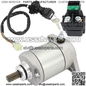 Starter w/Relay & Ignition Switch for Suzuki Eiger 400 2002-2007 2WD 4WD LT-A400 LT-F400 LT-F400F LT-A400F LT-A400C, 31100-38F00 18809 18840, 2002 2003 2004 2005 2006 2007 Eiger 400 Starter