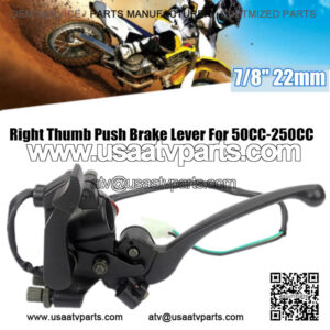 Right Thumb Push Brake Lever 7/8" Handle Bar Oiler Motorcycle ATV For 50CC-250CC