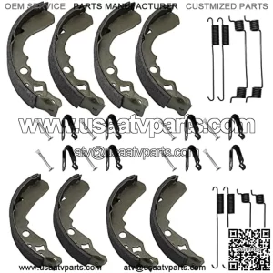 Brake Shoes Kit Front & Rear for Kawasaki Mule 500 520 550 KAF300, OEM# 41047-1051 41047-1052