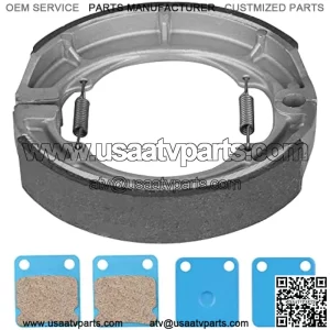 Front and Rear Brake Shoes Pads for 2002-2007 Suzuki Eiger 400 LTA400 2x4 Auto/LTF400 2x4 Manual/LTA400F 4x4 Auto/LTA400F 4x4 Manual, Replace MC0380