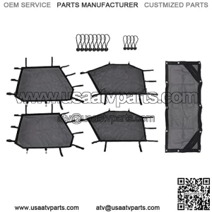 Windshied Sun Shade Net for Polaris Rear Side Protective Window Netting UTV 4 Seat Window Safety Net Rear Window Shade Cover for 2015-2019 UTV Polaris RZR 900/1000 4 Door(5Pcs/Set)