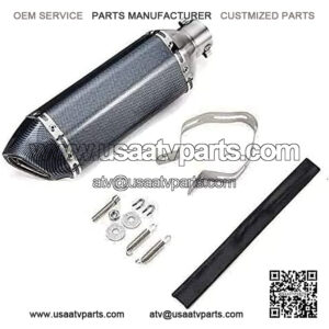 Universal Motorcycle Universal Exhaust Slip on Mufflers Silencers With Removable DB Killer Street Bike Scooter Carbon Fiber Finished Mid Connect Pipe 38-51mm Stainless Steel ATV