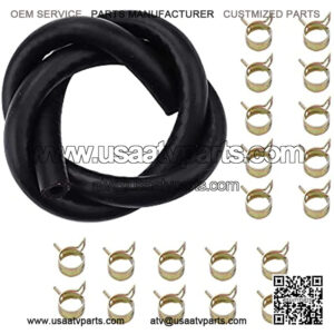 1/4" ID Fuel Line (6 Feet) Gas Tube Tubing Hose Clamps Clips Replacement for Kawasaki Kohler Motorcycle Lawn Mower Tractor Snowmoble ATV UTV Weed Eater Golf Cart Generator