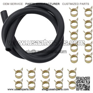 3/16" ID Fuel Line (6 Feet) Gas Tube Tubing Pneumatic Hose Clamps Clips Replacement for Kawasaki Kohler Motorcycle Lawn Tractor Snowmoble ATV UTV Weed Eater Golf Cart Generator
