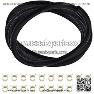 1/4" Fuel Hose Gas Line Tubing ID 6mm X OD 12mm 10 Feet & 20pcs Clamps for Small Engines Lawn Mower String Trimmer Dirtbike Scooter Motorcycle Snowmobiles ATV UTV Go Kart Generator