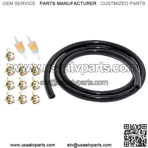 1/4 Inch ID Fuel Line Hose Kits, 6-Foot Fuel Line + 2 Pcs 1/4 Inch x 5/16 Inch Gas Inline Fuel Filters + 10 Pcs Hose Clamps, Universal for Small Engines, Generators, Motorcycle, Go Kart, ATV