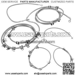 Front & Rear Brake Hose Line For Can Am Maverick Turbo Maverick Max Turbo 19-21