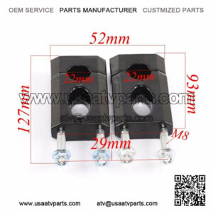 Pair Handle bar Clamp Riser 110cc 125cc Pit bike ATV 22mm 7/8" Handlebar Black