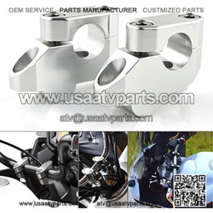 7/8" 22mm Motorcycle ATV Dirt Bike Motocross Handlebar Risers With Clamps, Fit for Honda Grom MSX125/ CRF250L, Kawasaki KLR650/ Z125, Suzuki DRZ 400/S, Yamaha FZ1/ FZ8/ FZ16 TT-R230 (Silver)