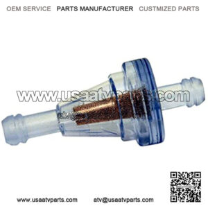 Inline Fuel Filter Motorcycle Gas Fuel Line - Bike, Scooter ATV Fuel Filter - Clear Inline Filter for 1/4" Line - 0.88" Diameter - 40-70 Micron Rating