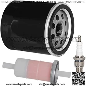 Oil Fuel Filter Spark Plug Tune Up kit Compatible with Kawasaki Mule KAF400 KAF 400 500 520 600 610 550 KAF300 KAF300A KAF400 KAF400B KAF400A
