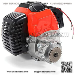 49cc 2-Stroke Engine Single Cylinder with Gearbox, Aluminum Exhaust Motor Complete Pull Start GDAE10 for Mini Choppers Bikes Replace Accessories Pocket Super Dirt Pit Bike ATV Scooter