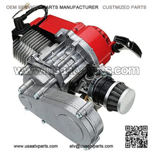 49cc 2-Stroke Single Cylinder Gas Engine, Mini High Performance Cylinder Head Pull Start Engine for Pocket Bike Mini Dirt Bike Atv Or Scooter