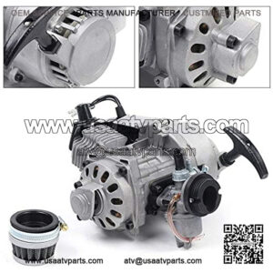 Motorcycle Engine, Engine Motor 49CC 2 Stroke Racing Complete Engine Motor Pull Start Motorized Bike Engine Kit for Pocket Bike Mini Dirt Bike ATV Scooter