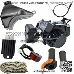 49cc 2 Stroke Engine+Tank+chain+Throttle grips cable ATV Mini Pockect Bike Quad