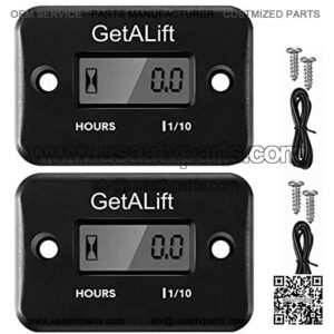 2pcs GetALift Inductive Hour Meter for Marine ATV Boat Outboard Motor Generator Lawn Mower Dirt Ski Motorcycle Motorbike Snowmobile Chainsaw Small Engine Both 2 and 4 Cylinder-Black