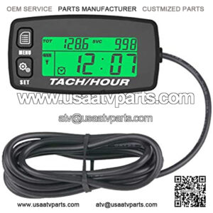 Digital Waterproof Small Gasoline Engines Maintenance Hour Meter RPM Tachometer Used for Generator Motorcycle Lawn Mower Chainsaw ATV Marine Outboard UTV Snowmobile Boat
