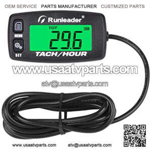 Digital Engine Hour Meter, Maintenance Reminder Tachometer for Riding Lawn Mower Tractor Generator Chainsaws Marine ATV Motorcycle Snowmobile Compressor and Gas Powered Equipment (Button-BK)