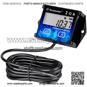 Digital Hour Meter Tachometer Gauge RPM Alert Backlights Display Battery Replaceable for 2/4 Stroke Small Gas Engine Used on Lawn Mower Generator Outboard Motor ATV Snowmobile Chainsaw