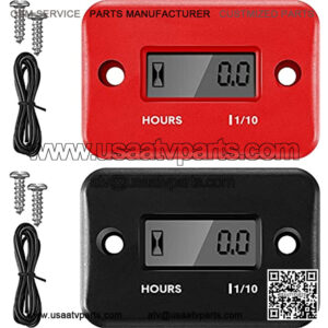 2 Pieces Inductive Hour Meter for Gas Engine Lawn Mower Dirt Bike Motorcycle Motocross Snowmobile Karting Marine ATV Boat Outboard Motor Generator Waterproof Hour Meters (Black, Red)