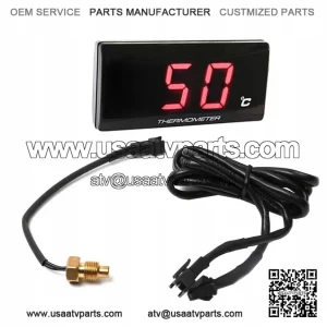 Red digital thermometer with sensor