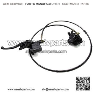 Rear Hydraulic Disc Brake System Caliper, PRO BAT, ATV Quad Rear Hand Brake Assembly Master Cylinder Caliper Come with Brake Pads for 50cc 70cc 110cc 125cc 150cc Quad Bike ATV Buggy, Black