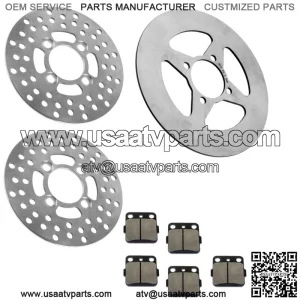 Front and Rear Brake Disc Rotor w/ Pads for Yamaha Raptor 350 YFM350 2004-2013
