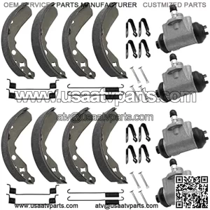 All Front & Rear Brake Wheel Cylinders Shoes fit for Kawasaki Mule 600 610 KAF400 2005-2009