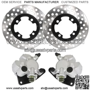 Front Brake Calipers +Brake Rotors For 2007-2012 Yamaha Grizzly 350 YFM350G NEW
