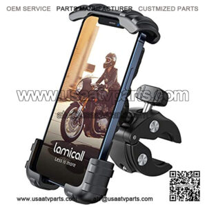 Lamicall Bike Phone Holder Mount - Motorcycle Handlebar Phone Mount Clamp, One Hand Operation ATV Scooter Phone Clip for iPhone 12 / 11 Pro Max / X / XS, Galaxy S10 and 4.7"- 6.8" Cellphone - Black