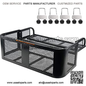 PLIOSAUR ATV Rear Drop Basket Rack ,with Steel Mesh Surface Detachable Steel Luggage Cargo,for Motorcycle & ATV& UTV(41" x 14"x 13" )