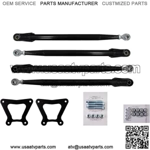 Heavy Duty Round Tube Rear Radius Arms/Rods for 2018+ / 2019+ Polaris RZR XP Turbo (See Fitment) | Black | Does Not Work With Polaris Rear Bumpers