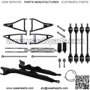 3" Chromoly Long Travel Kit for Polaris RZR XP Turbo (2016+) - Black - Includes Rhino 2.0 Axles, A Arms, Ball Joints, Trailing Arms, and more