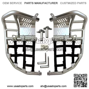 Yamaha YFZ 450  Nerf Bars  Pro Peg Heel Guard  Alba Racing  Silver Black 199T7SB