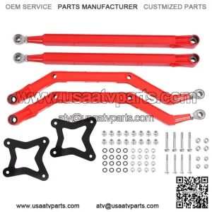 Rear Radius Arms/Rods High Clearance Boxed with Adjustable Heim Joints Heavy Duty Steel Red Compatible with 2014-2024 2025 Polaris RZR XP 1000 XP 4 1000