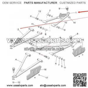 1025575-458 - MATTE BLACK FRONT LEFT UPPER A-ARM for Polaris Crew XD Size Pro Gas Models