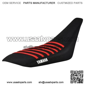 Yamaha YFZ 450 Gripper Seat Cover 2004 - 2013  all BLACK/ RED ribs LOGO #200