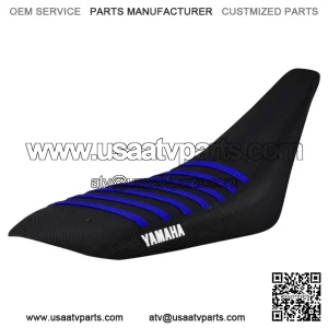 Yamaha YFZ 450 Gripper Seat Cover 2004 - 2013  all BLACK w/ BLUE ribs LOGO #200