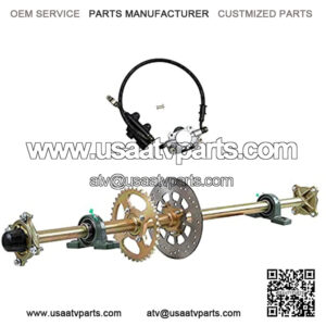 44" Go Kart Rear Axle Shaft Kit with Chain Sprocket Brake Disc Pillow Block Wheel Hub and Brake Master Cylinder for ATV Quad Golf Cart