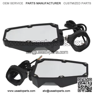 Rear View Side Mirrors w/ LED Lights Fit 1.75"-2" Roll Cage For RZR UTV
