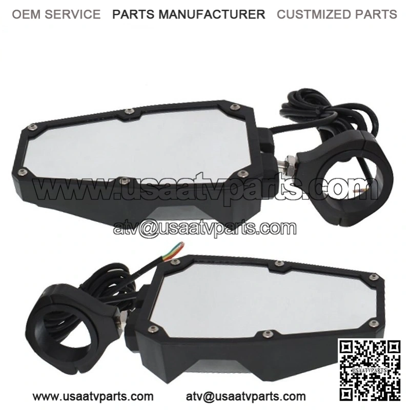 Rear View Side Mirrors w/ LED Lights Fit 1.75"-2" Roll Cage For RZR UTV