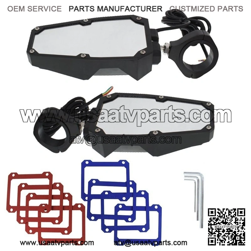 Rear View Side Mirrors w/ LED Lights Fit 1.75"-2" Roll Cage For RZR UTV - Image 2