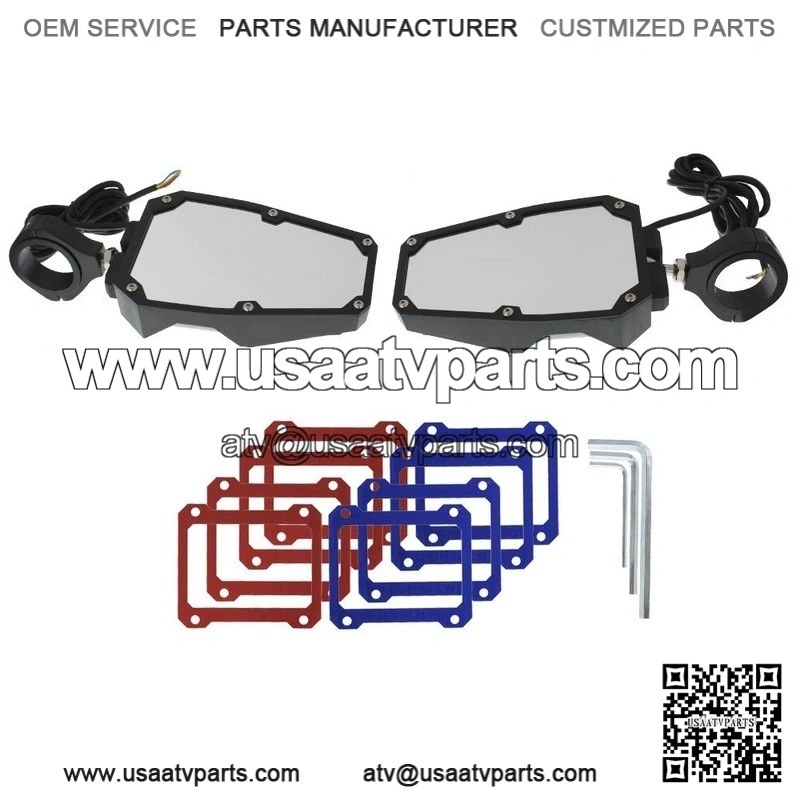 Rear View Side Mirrors w/ LED Lights Fit 1.75"-2" Roll Cage For RZR UTV - Image 3