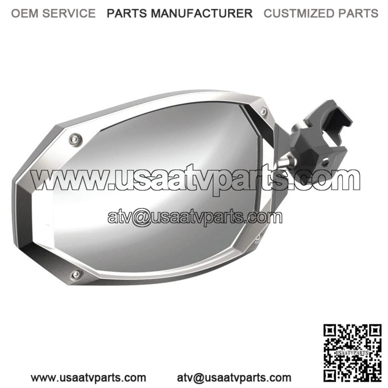 Side View Mirror Pair with Cast Aluminum Body & Bezel for Can-Am Profiled Tube