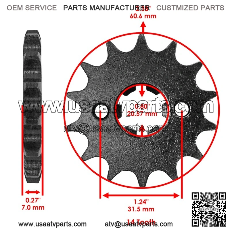 Front and Rear Drive Chain Sprocket Set for Polaris Sportsman 90 (2001-2016) - Image 2