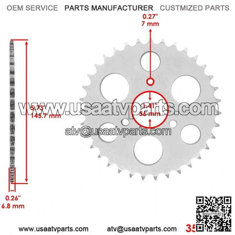 Front and Rear Drive Chain Sprocket Set for Polaris Sportsman 90 (2001-2016) - Image 3